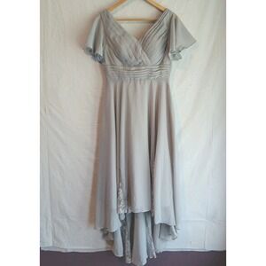 Light‎ Gray Bridesmaid Formal High Low Dress Size Small Lace Accents Corset Back